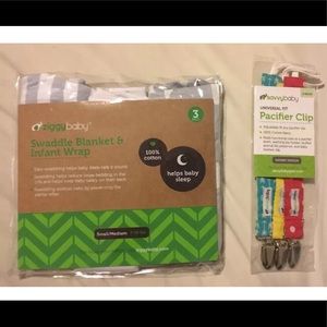 NWT Ziggy Baby Swaddle 3 pack wrap & pacifier 7-14